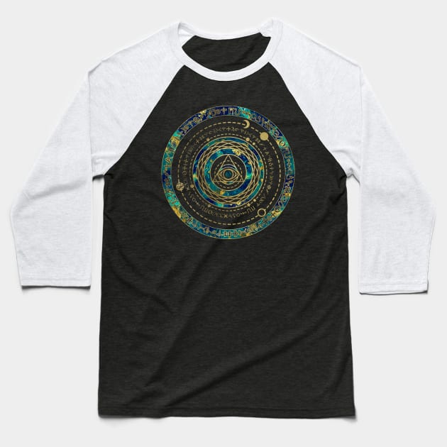 Mystical Sacred Geometry Ornament Baseball T-Shirt by Nartissima